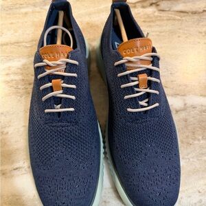 Cole Haan Men's Blue and Tan Knit Sneakers